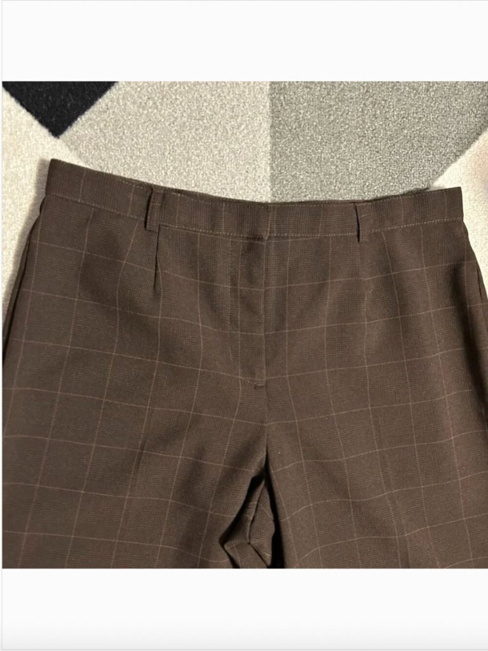 White‎ Stag Brown Plaid Straight Leg Trousers Women's Size 10 PETITE